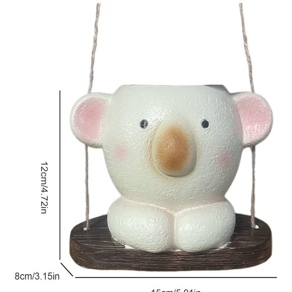 Unique/Whimiscal TWO Smilling Koala Flower Pot /Swing Resin Planters - Picture 14 of 14